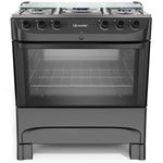 fogão 5 bocas mueller automático preto fosco mfi5bb