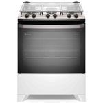 fogão 5 bocas electrolux branco efficient com mesa inox, perfectcook e vaporbake fe5ib