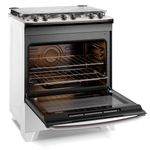 fogão 5 bocas electrolux branco efficient com mesa inox, perfectcook e vaporbake fe5ib