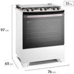 fogão 5 bocas electrolux branco efficient com mesa inox, perfectcook e vaporbake fe5ib
