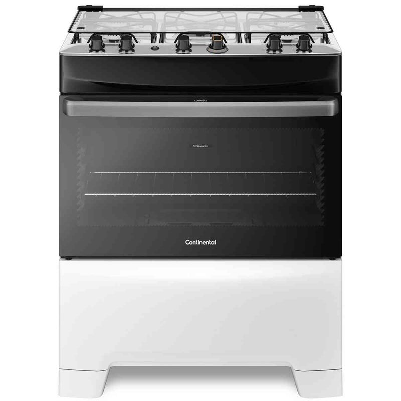 fogão 5 bocas continental automático mesa inox branco fc51b