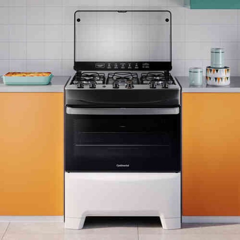 fogão 5 bocas continental automático mesa inox branco fc51b