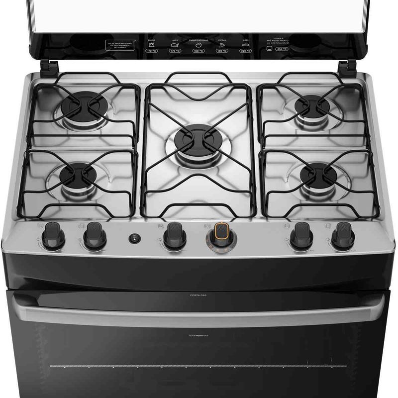 fogão 5 bocas continental automático mesa inox branco fc51b