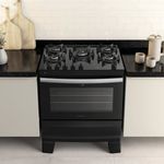 fogão 5 bocas atlas automático bivolt agile up glass preto 300001665
