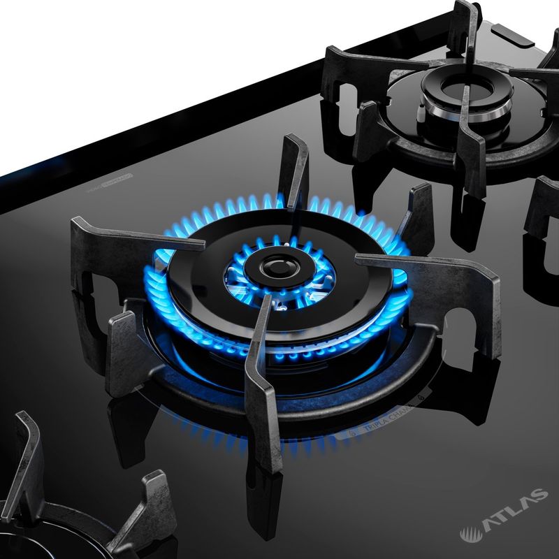 fogão 5 bocas atlas automático bivolt agile up glass preto 300001665