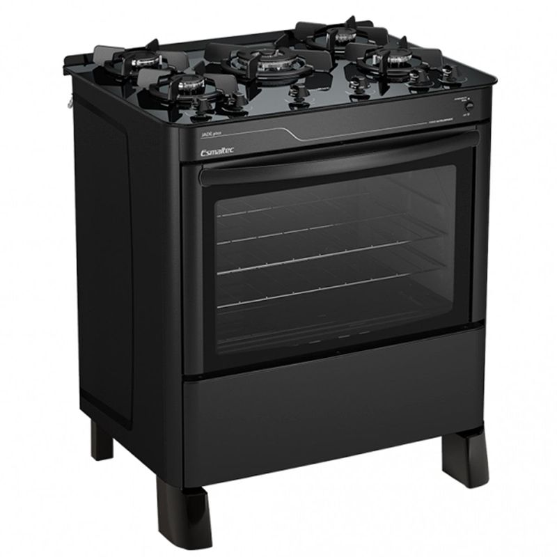 fogão 5 bocas esmaltec automático jade glass preto 0104002083