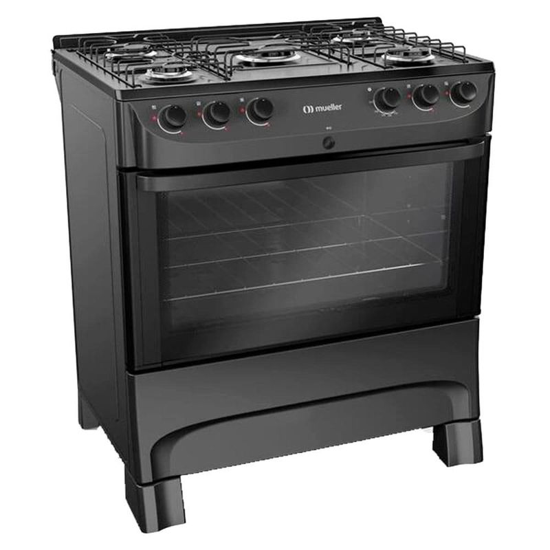 fogão 5 bocas esmaltado mueller mfi5bc 610001256 preto fosco (mp)