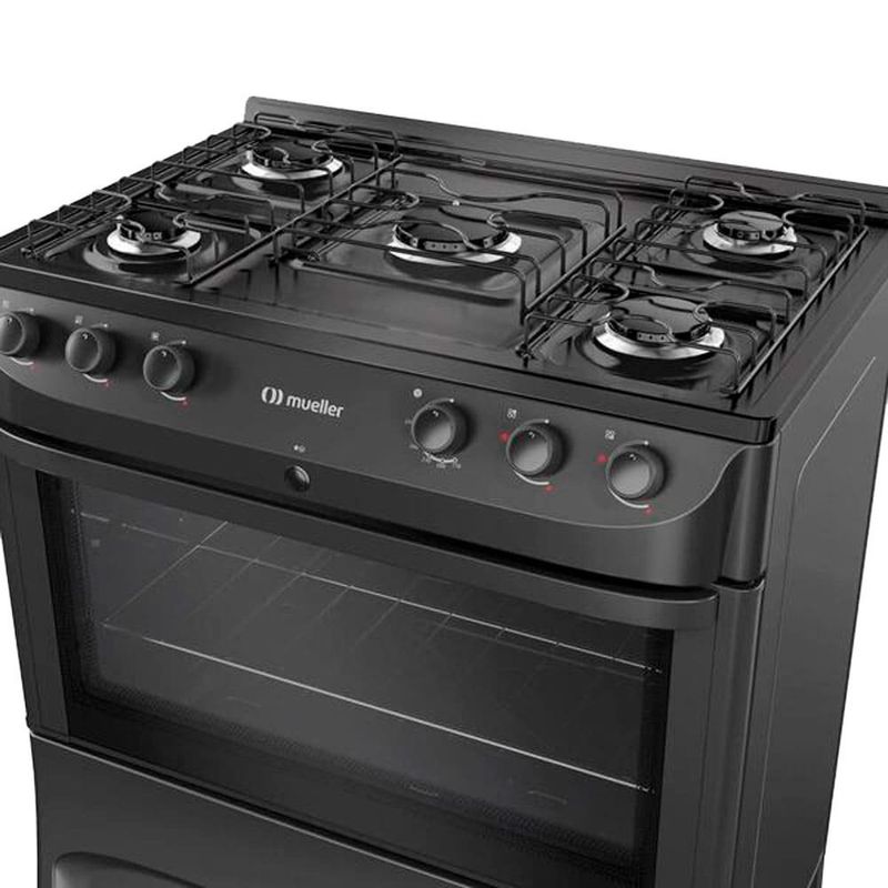 fogão 5 bocas esmaltado mueller mfi5bc 610001256 preto fosco (mp)