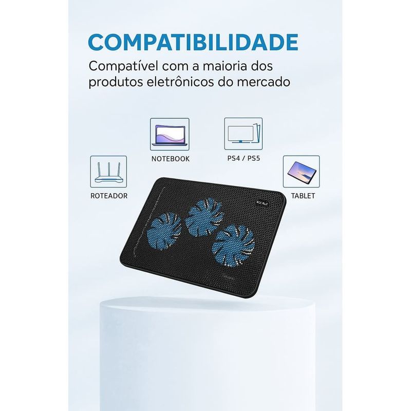 suporte para notebook havit cooler hv-f2056 17" com 3 ventoinhas preto a-mbi