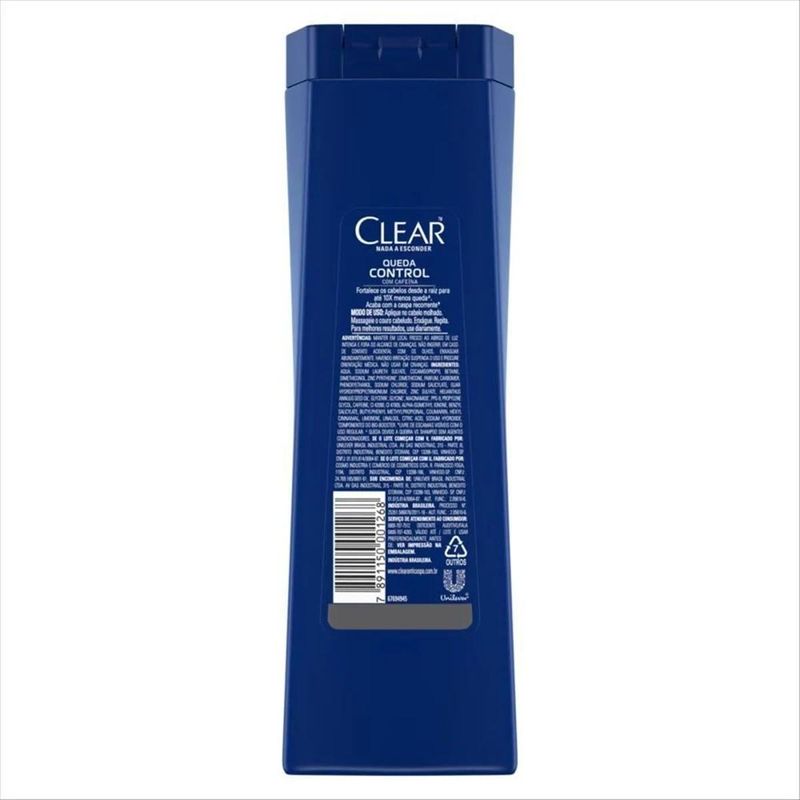 shampoo clear anticaspa men controle queda 400ml