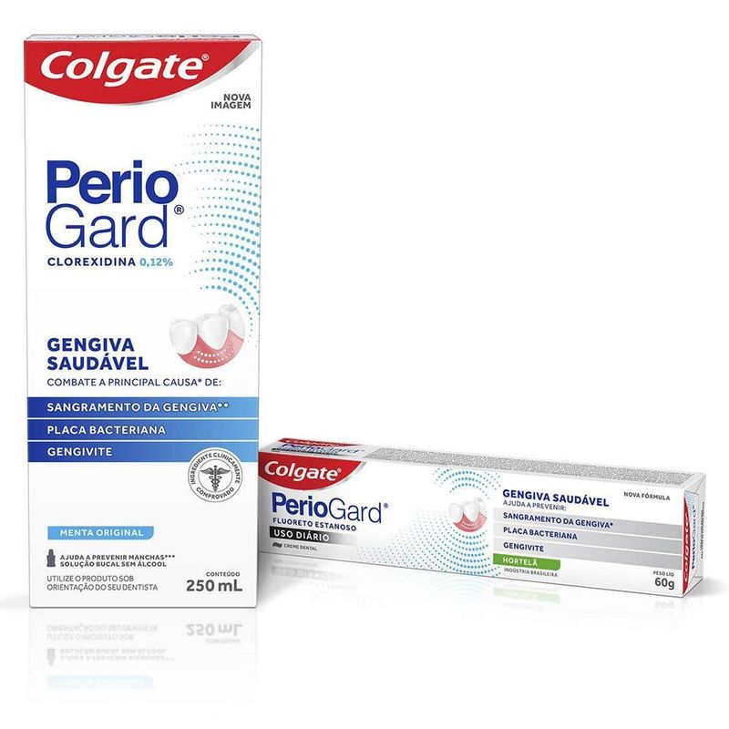 kit colgate perio gard gengiva saudável solução bucal 250ml + creme dental 60g