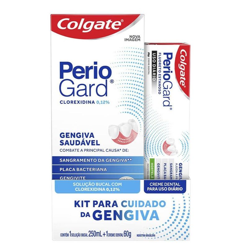 kit colgate perio gard gengiva saudável solução bucal 250ml + creme dental 60g