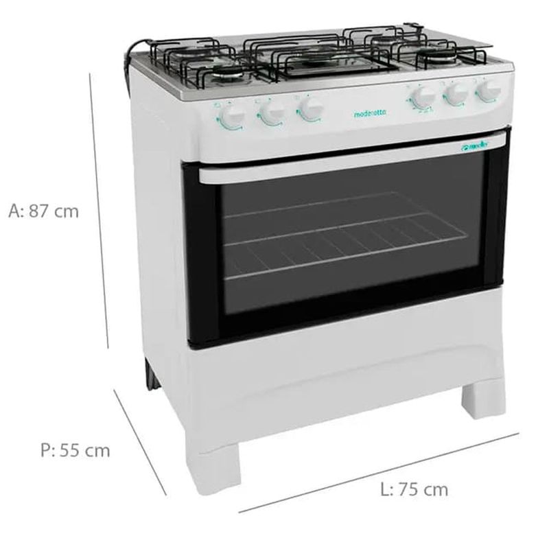 fogão 5 bocas mueller moderatto g6 601230016 branco (mp)