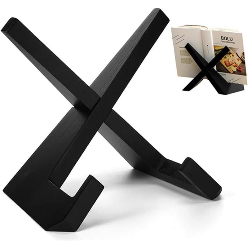 suporte de livros decorativo rumcnjen preto a-bi