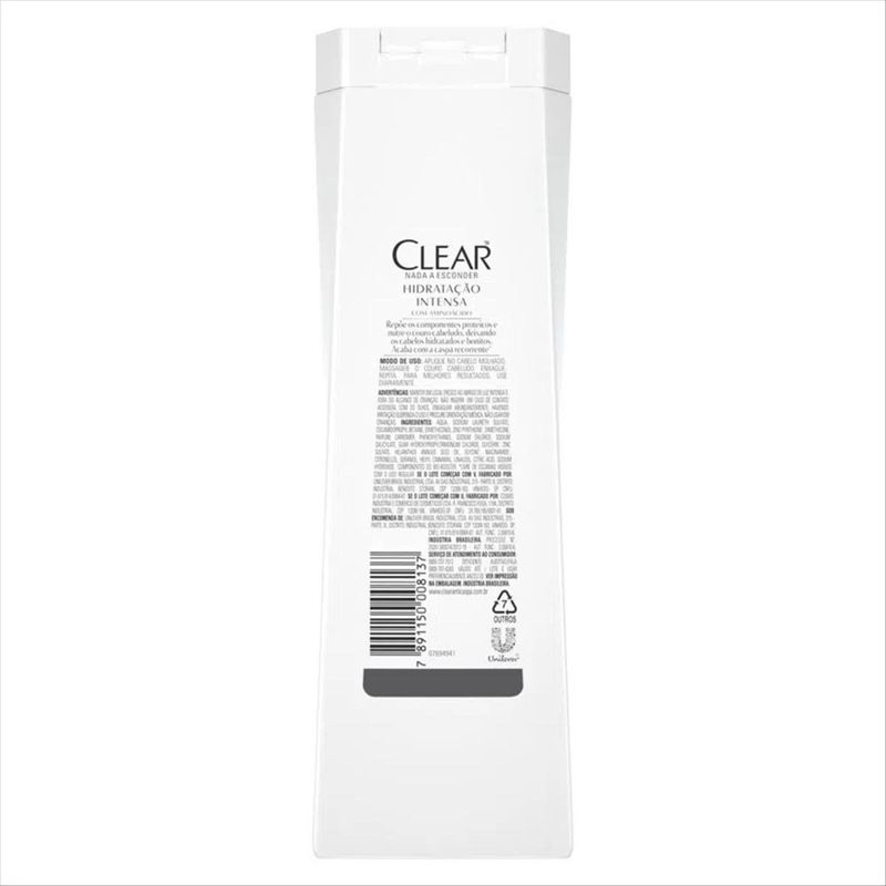 shampoo clear anticaspa women hidratação intensa 400ml
