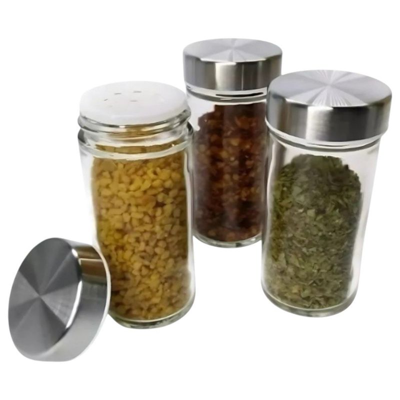 porta condimentos casita inox com base giratória 12 potes 80ml (mp)