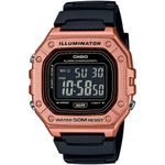 relógio unissex casio preto e rose w-218hm-5bvdf