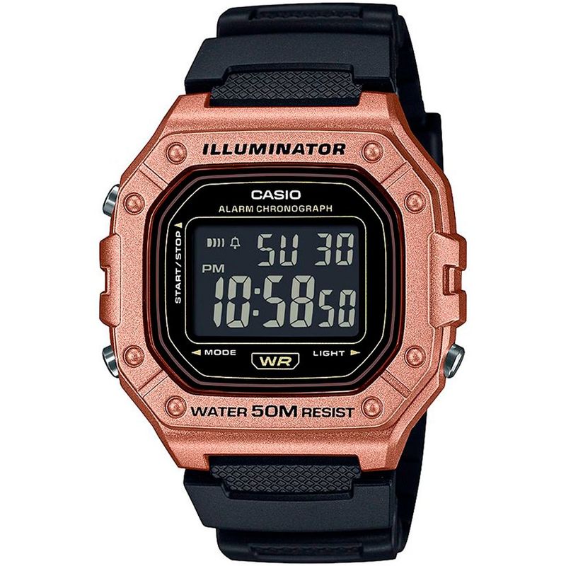 relógio unissex casio preto e rose w-218hm-5bvdf