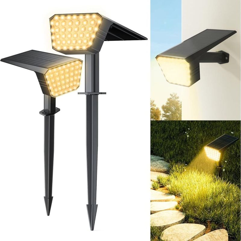 luzes de spot solar outdoor 44 leds ip65 3 modos - branco quente 2 unidades a-bi