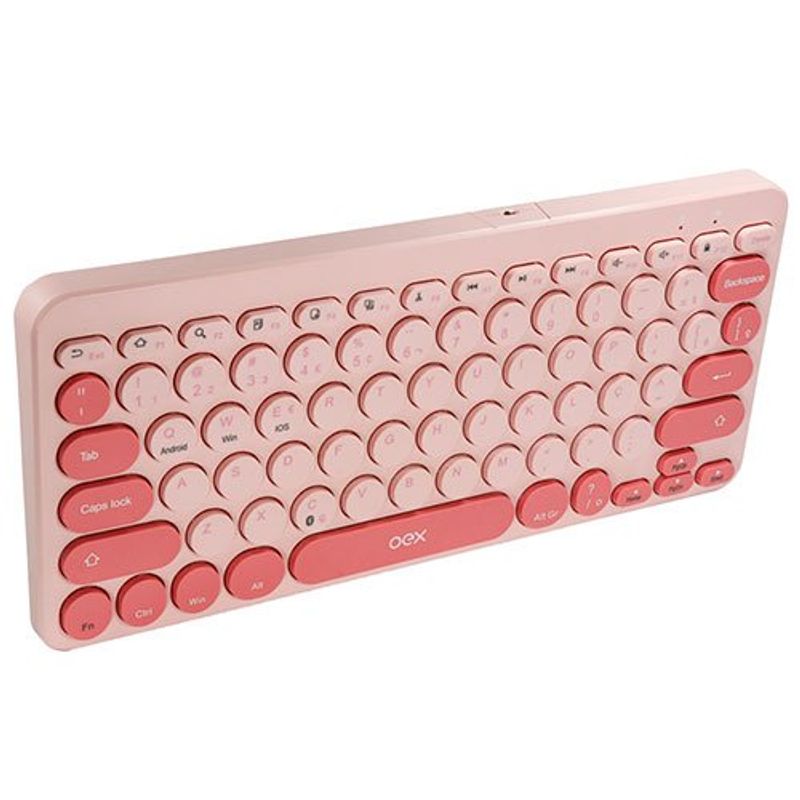 teclado retrô oex rosa tc510