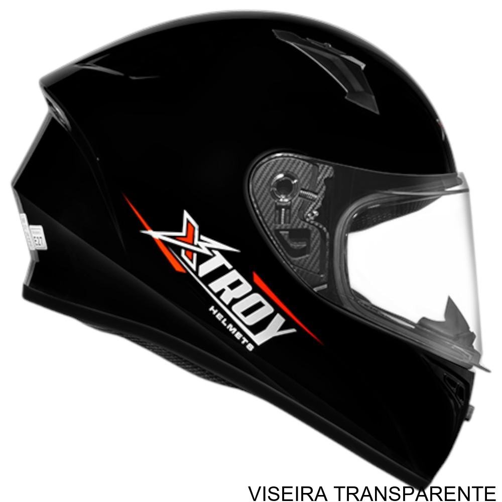 Capacete EBF Xtroy FF 526 Solid Preto Brilhoso 60