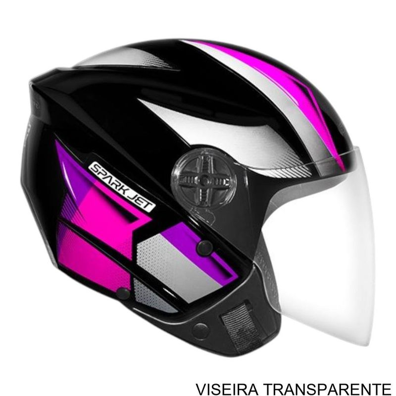 capacete ebf spark jet square preto e rosa 60 (mp)
