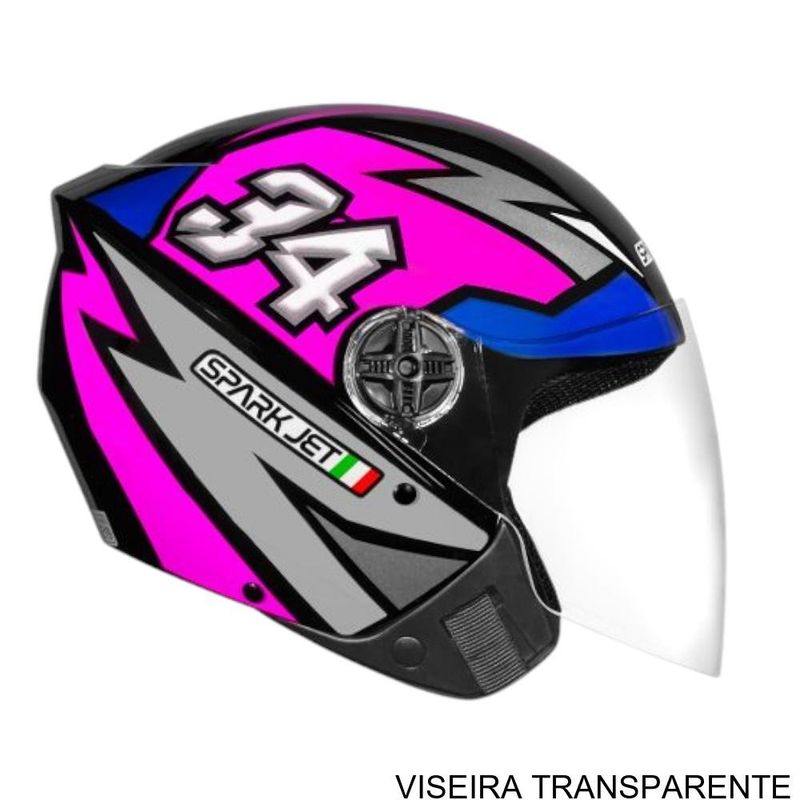 capacete ebf spark jet 34 preto e rosa 58 (mp)