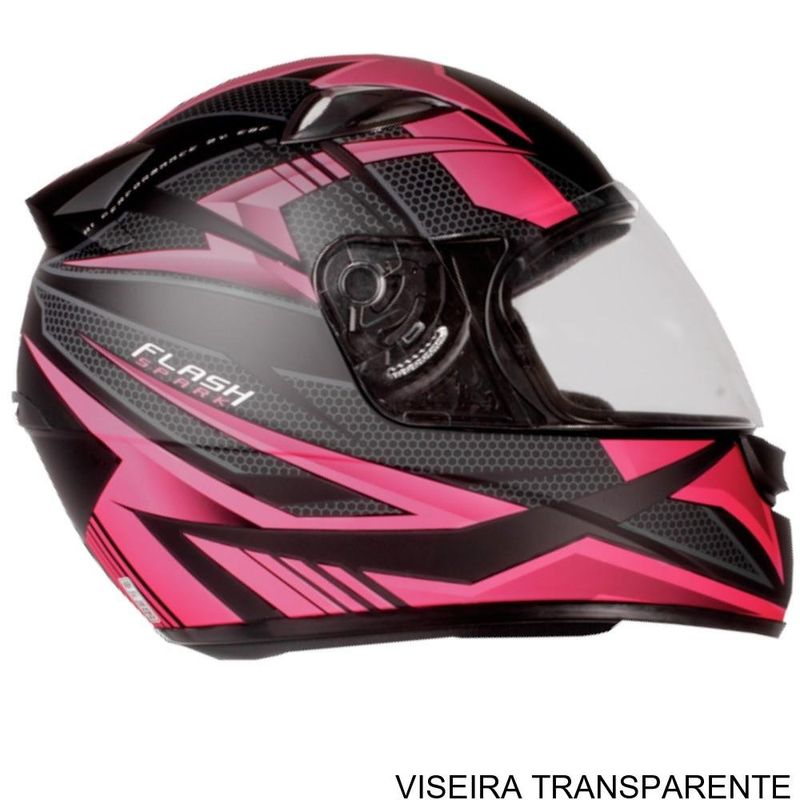 capacete ebf spark flash preto fosco e rosa 58 (mp)