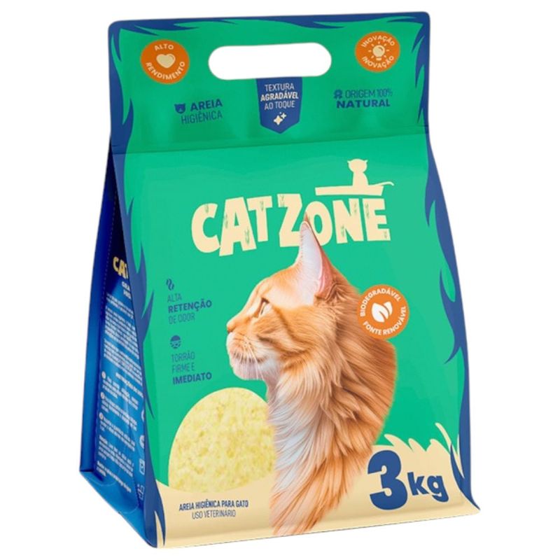 areia higiênica para gato cat zone procão 100% natural 3kg (mp)
