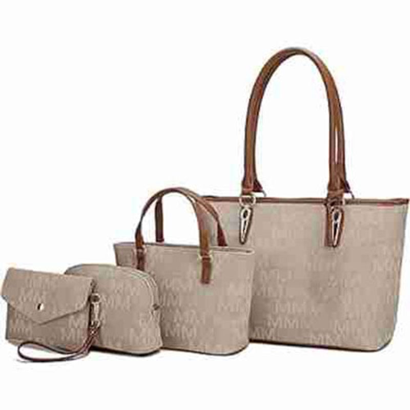 bolsa tote da coleção mkf feita em couro vegano 4 unidades bege a-bi