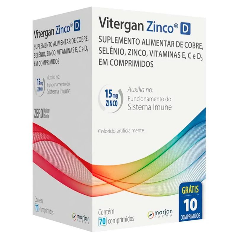 vitergan zinco d 70 comprimidos suplemento alimentar zinco cobre selênio vitaminas marjan