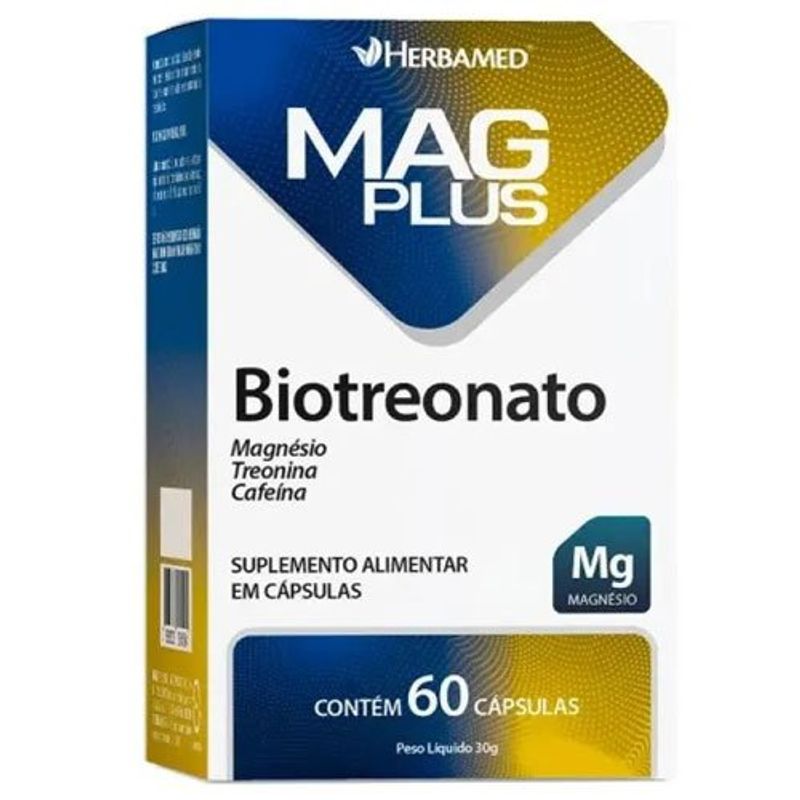 mag plus biotreonato 60 cápsulas herbamed