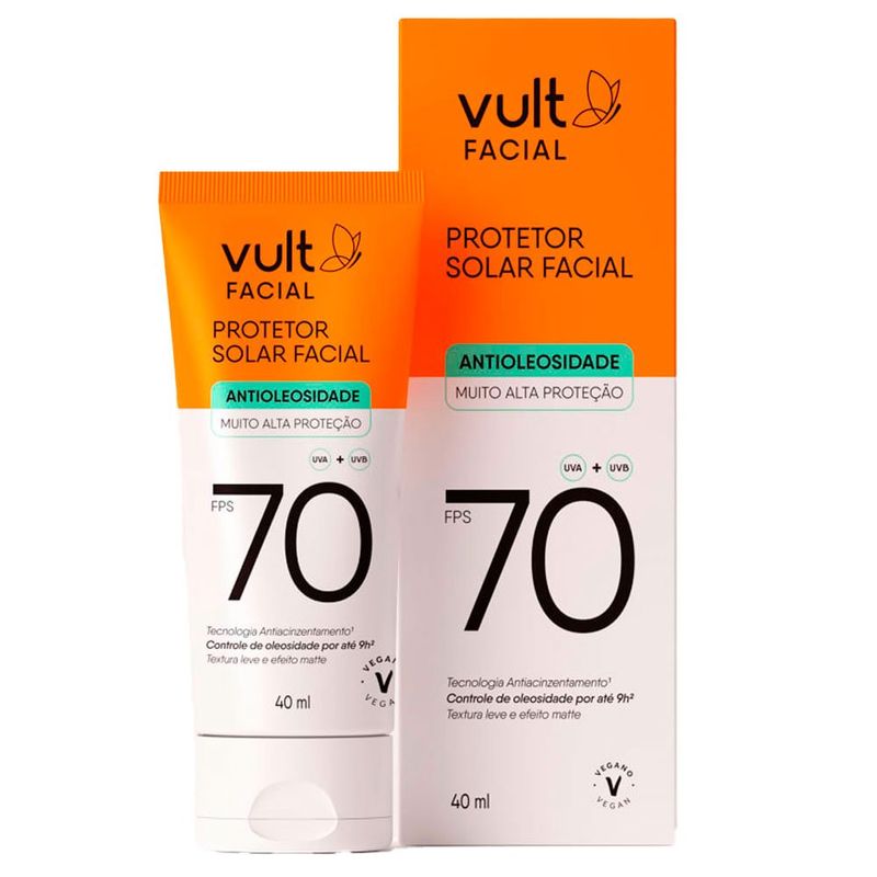 protetor solar facial vult antioleosidade fps70 40ml