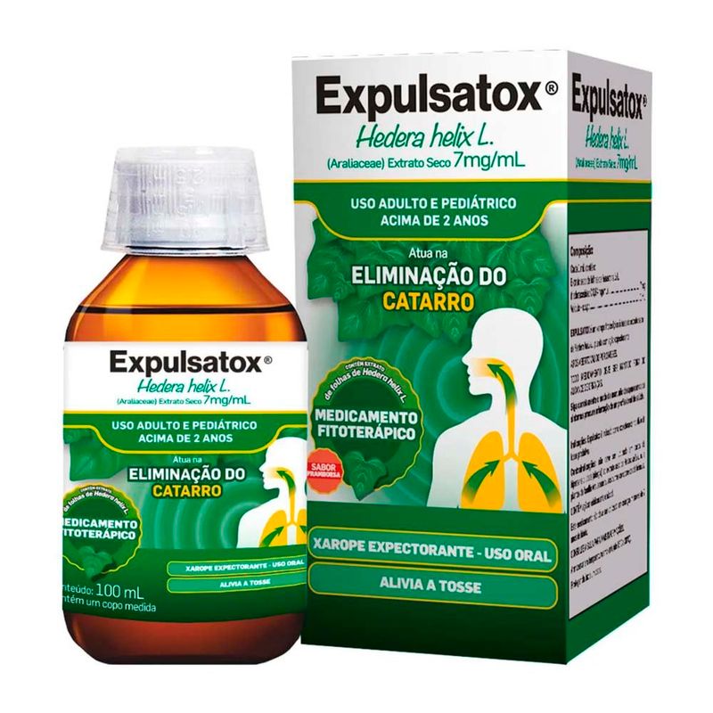 expulsatox hedera helix 7mg/ml 100ml xarope adulto e pediátrico expectorante sabor framboesa genomma