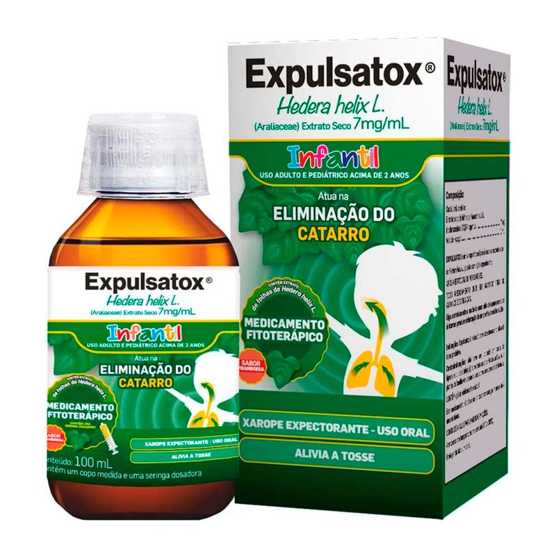 expulsatox hedera helix 7mg/ml 100ml xarope infantil expectorante sabor framboesa genomma
