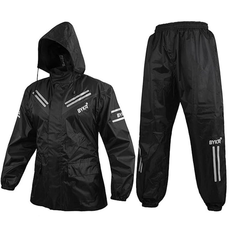 conjunto capa de chuva impermeável para motocicleta bykr 2 peças tamanho m preto a-mbi