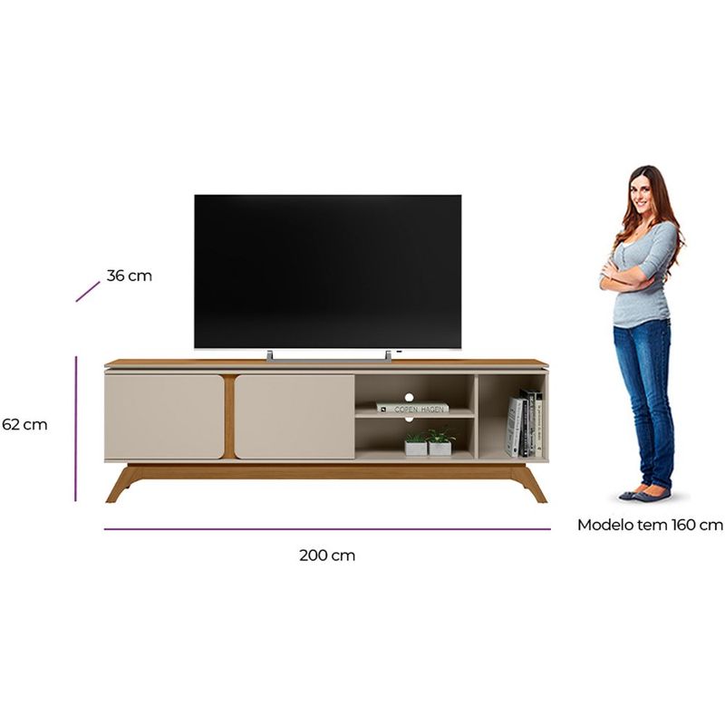 rack para tv até 70" linea istambul nature com off white