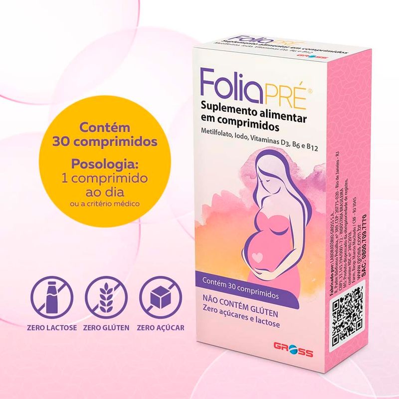 folia pré polivitamínico para gestantes 30 comprimidos gross