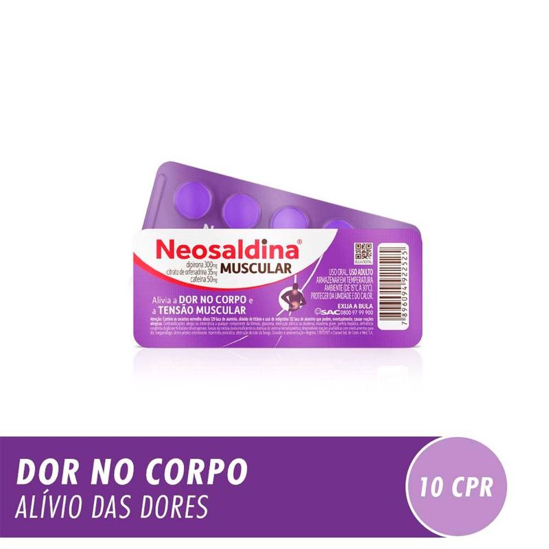 neosaldina muscular dipirona 300mg + citrato de orfenadrina 35mg + cafeina 50mg 10 comprimidos hypera