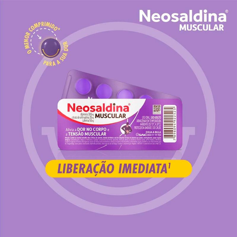 neosaldina muscular dipirona 300mg + citrato de orfenadrina 35mg + cafeina 50mg 10 comprimidos hypera