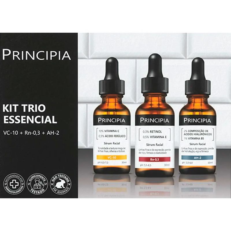 kit trio essencial sérum vc-10 + rn-0,3 + ah-2 principia