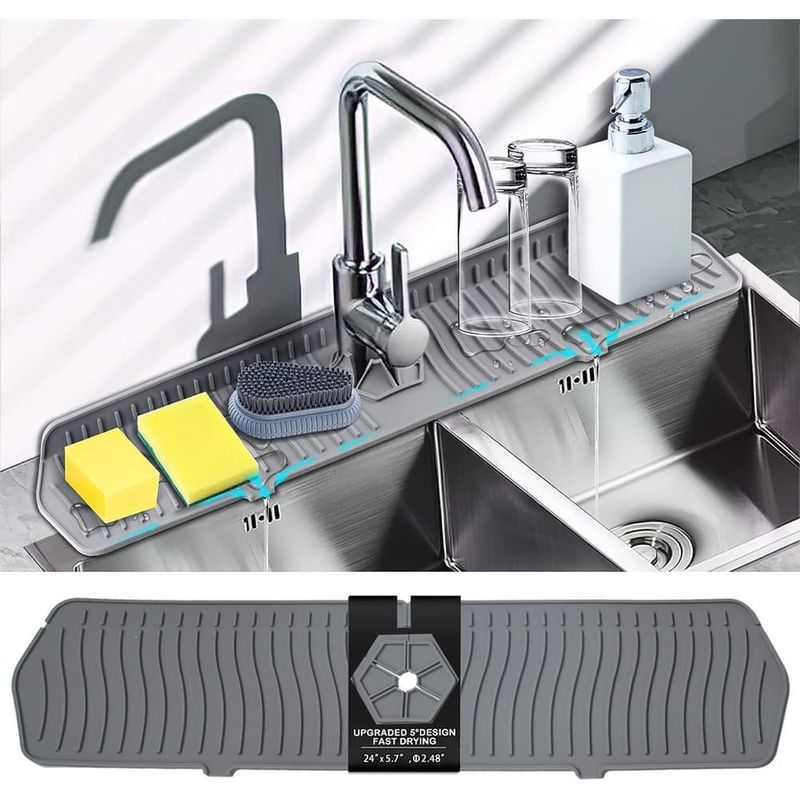 tapete coletor de torneira anyma 24cm cinza a-bi
