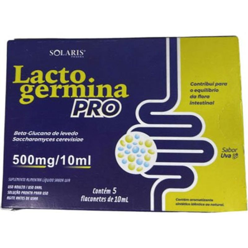 lactogermina pro 500mg 5 flaconetes 10ml cada sabor uva solaris pharma