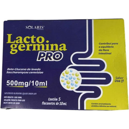 Lactogermina Pro Solaris 500mg 5 flaconetes com 10ml cada sabor uva
