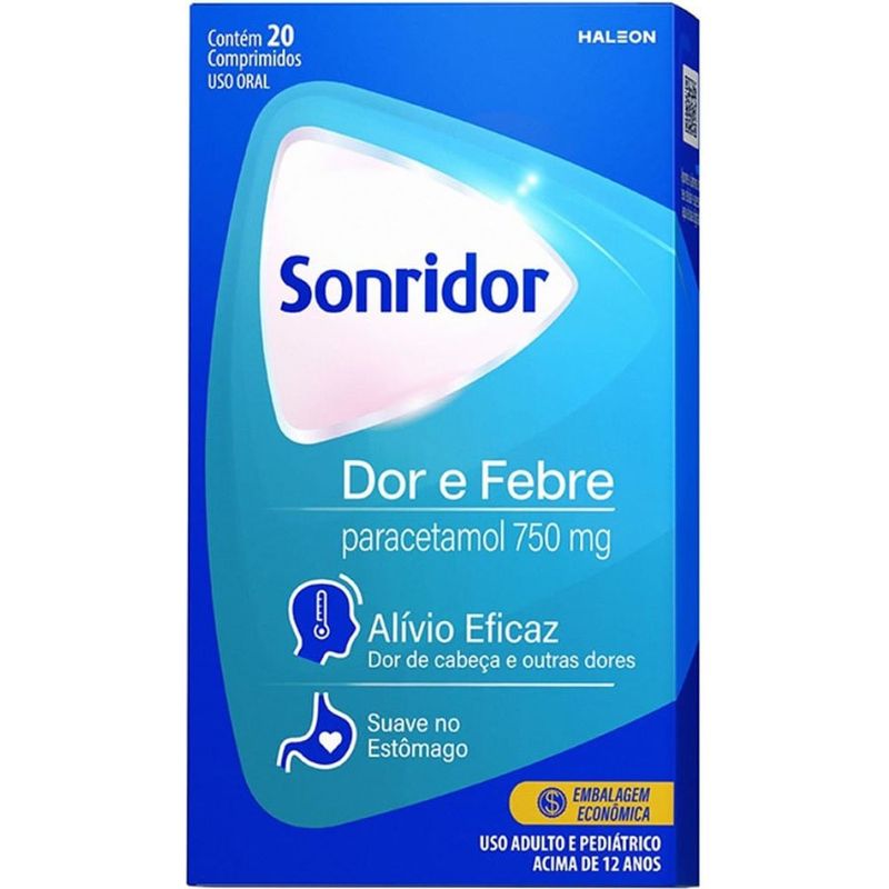 sonridor dor e febre paracetamol 750mg 20 comprimidos heleon