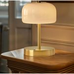 luminária de mesa cogumelo portres com base metálica dourada a-mbi