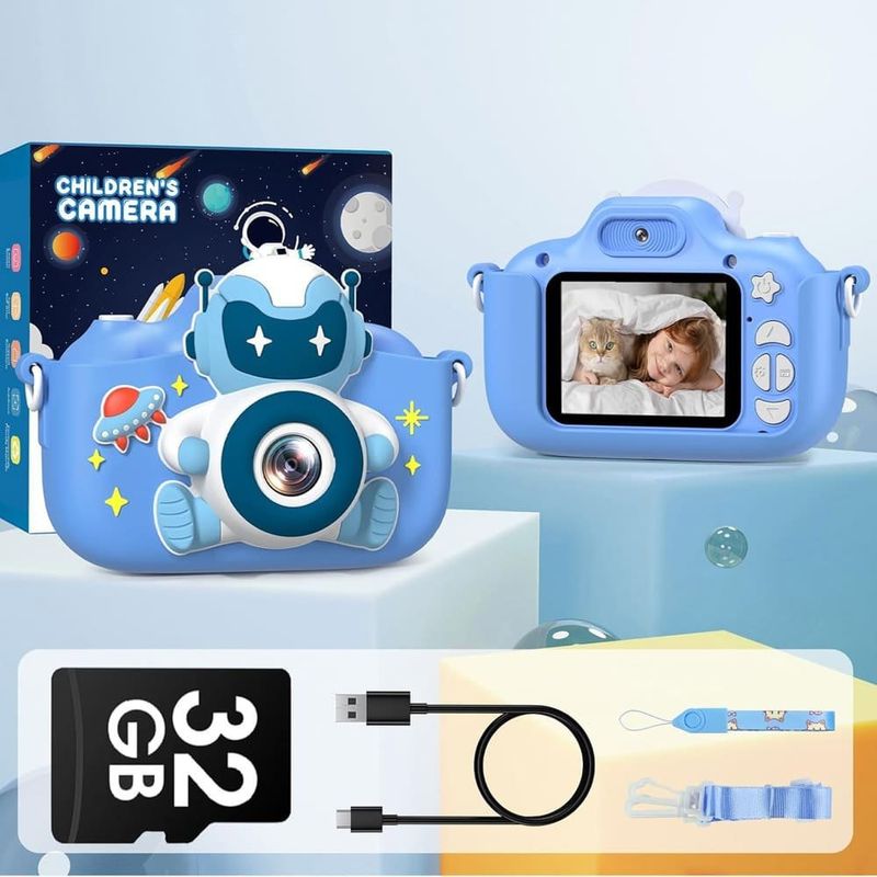 câmera fotográfica infantil gofunly com 20mp e tela lcd rosa a-mbi
