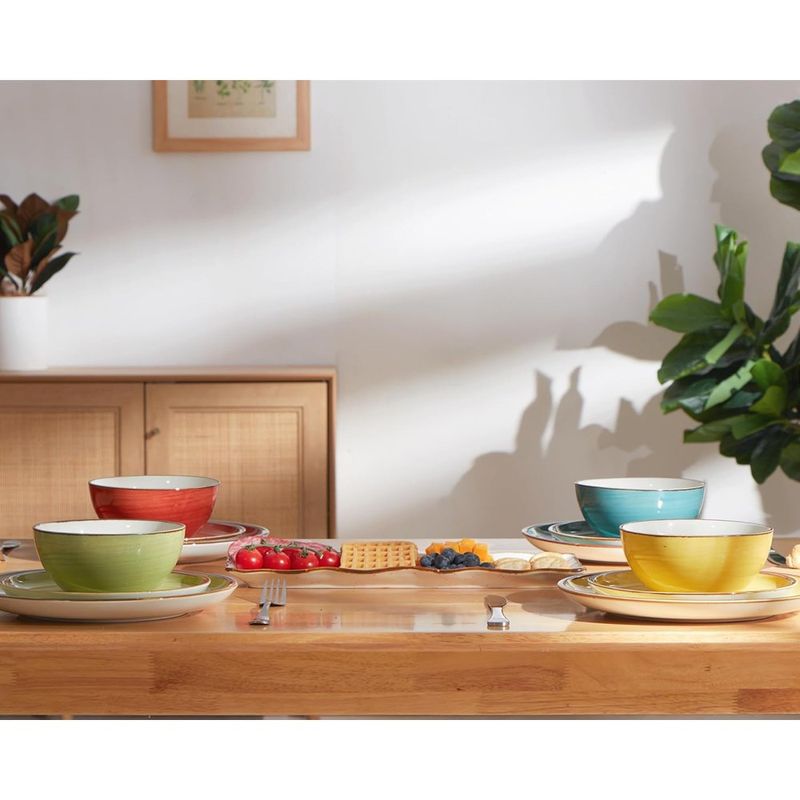 jogo de pratos e tigelas 12 peças onemore cerâmica multicor a-mbi