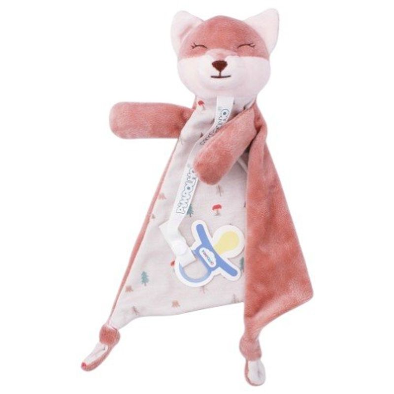 naninha pimpolho raposa com prendedor de chupeta rosa 0300559-02 (mp)