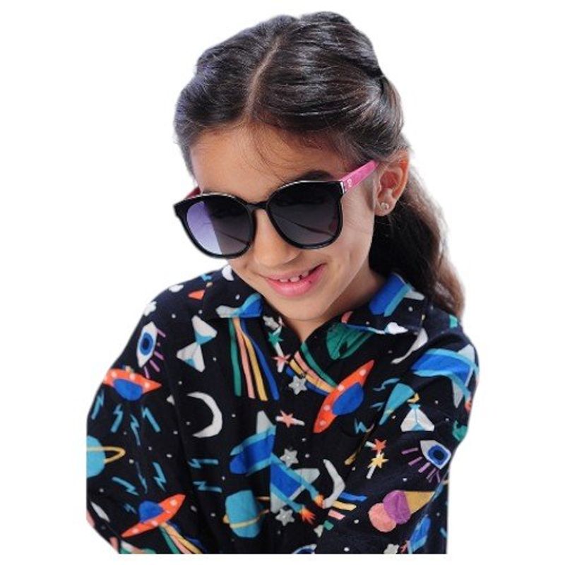 óculos de sol infantil flexivel pimpolho rosa e preto 98384 (mp)